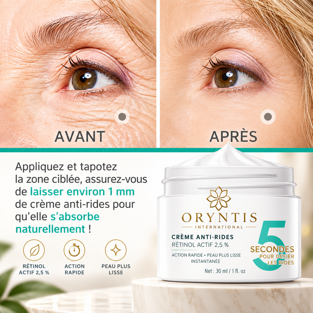 Crème Anti-Rides Oryntis - Avant Après résultats