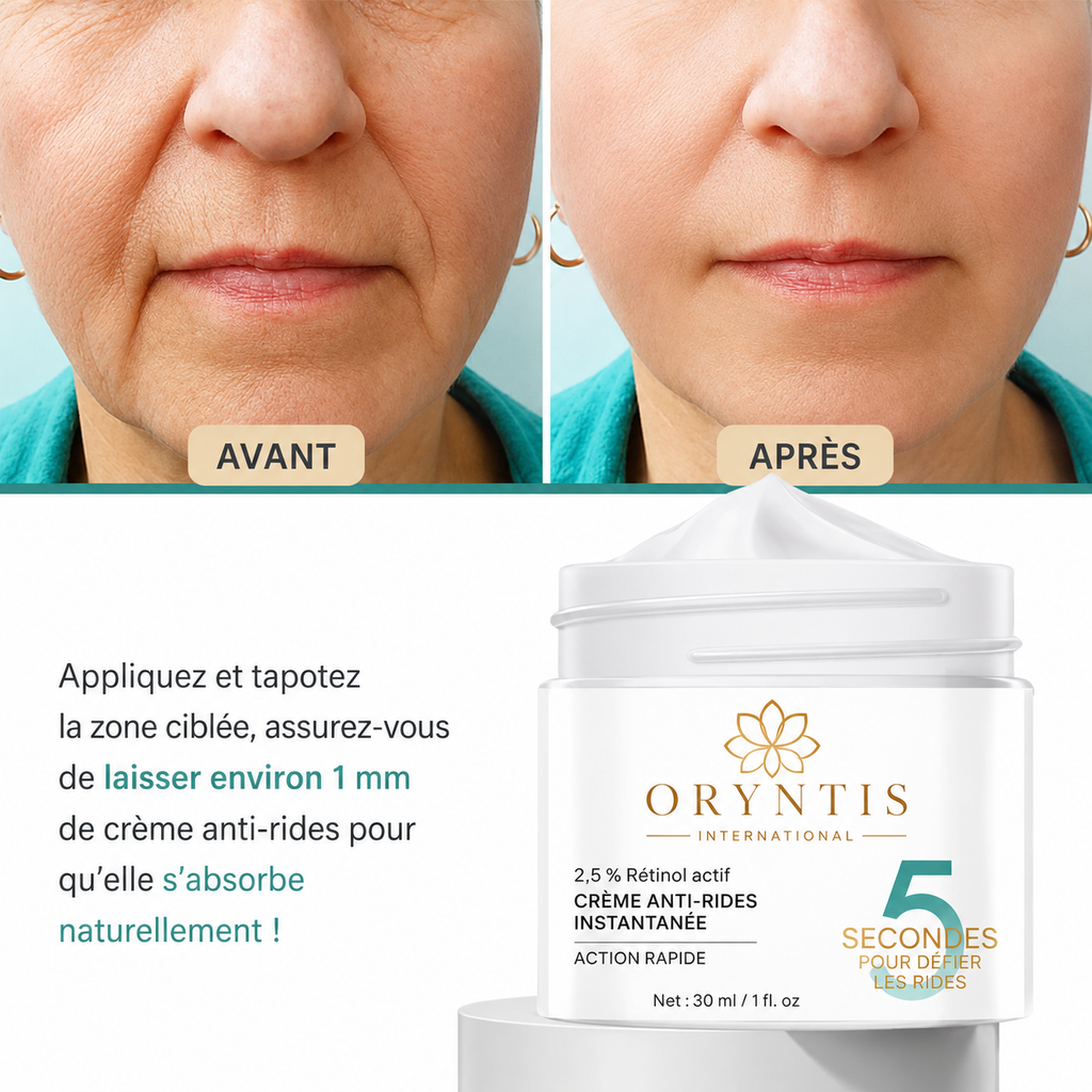Crème Anti-Rides Rétinol Oryntis - Avant Après visage