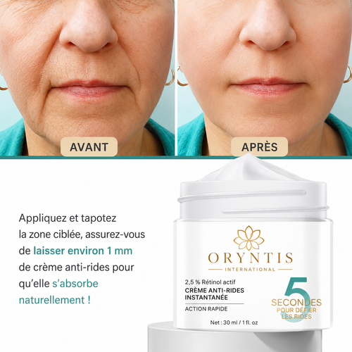 Crème Anti-Rides Rétinol Oryntis - Avant Après visage