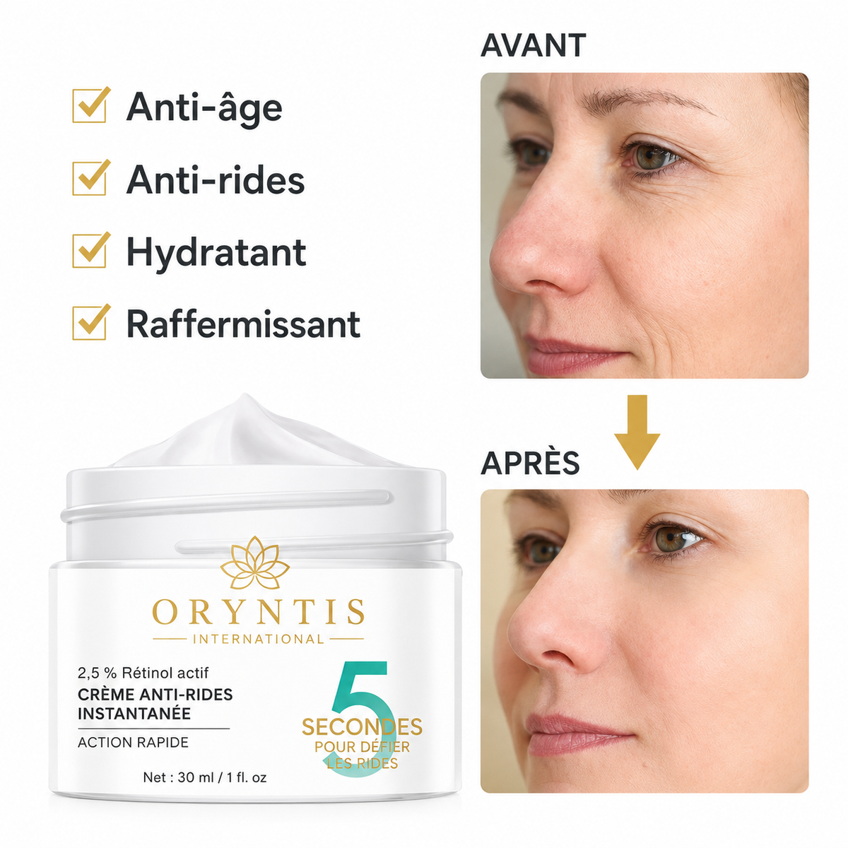 Lot 4 pots Crème Anti-Rides Oryntis