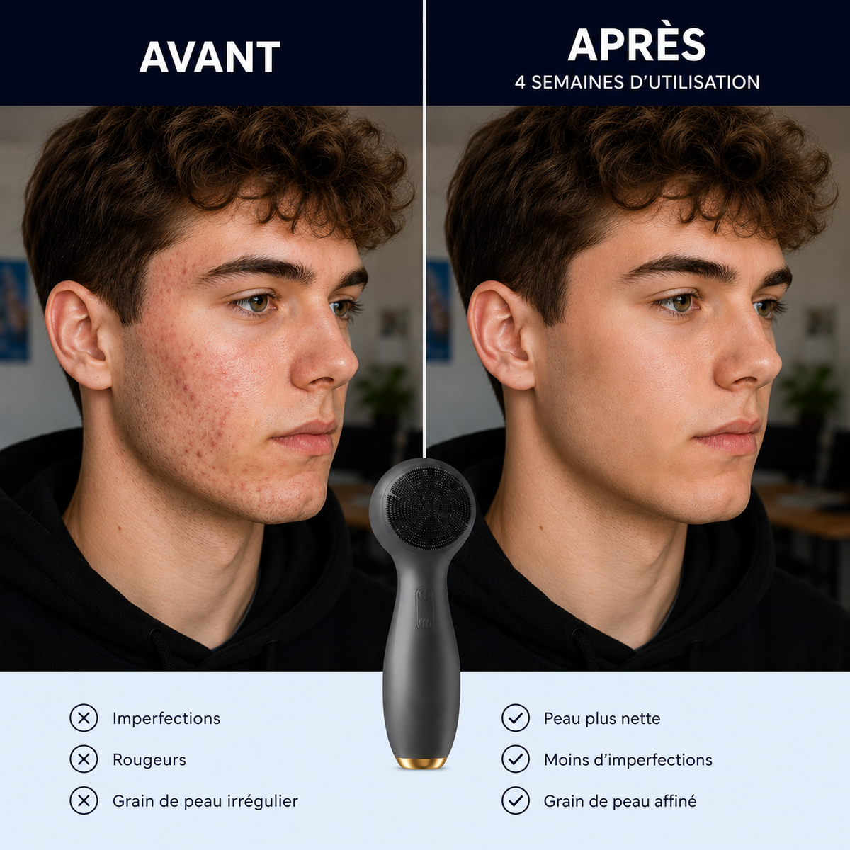 Brosse de Nettoyage du Visage Électrique — Rotation Chaude & Froide