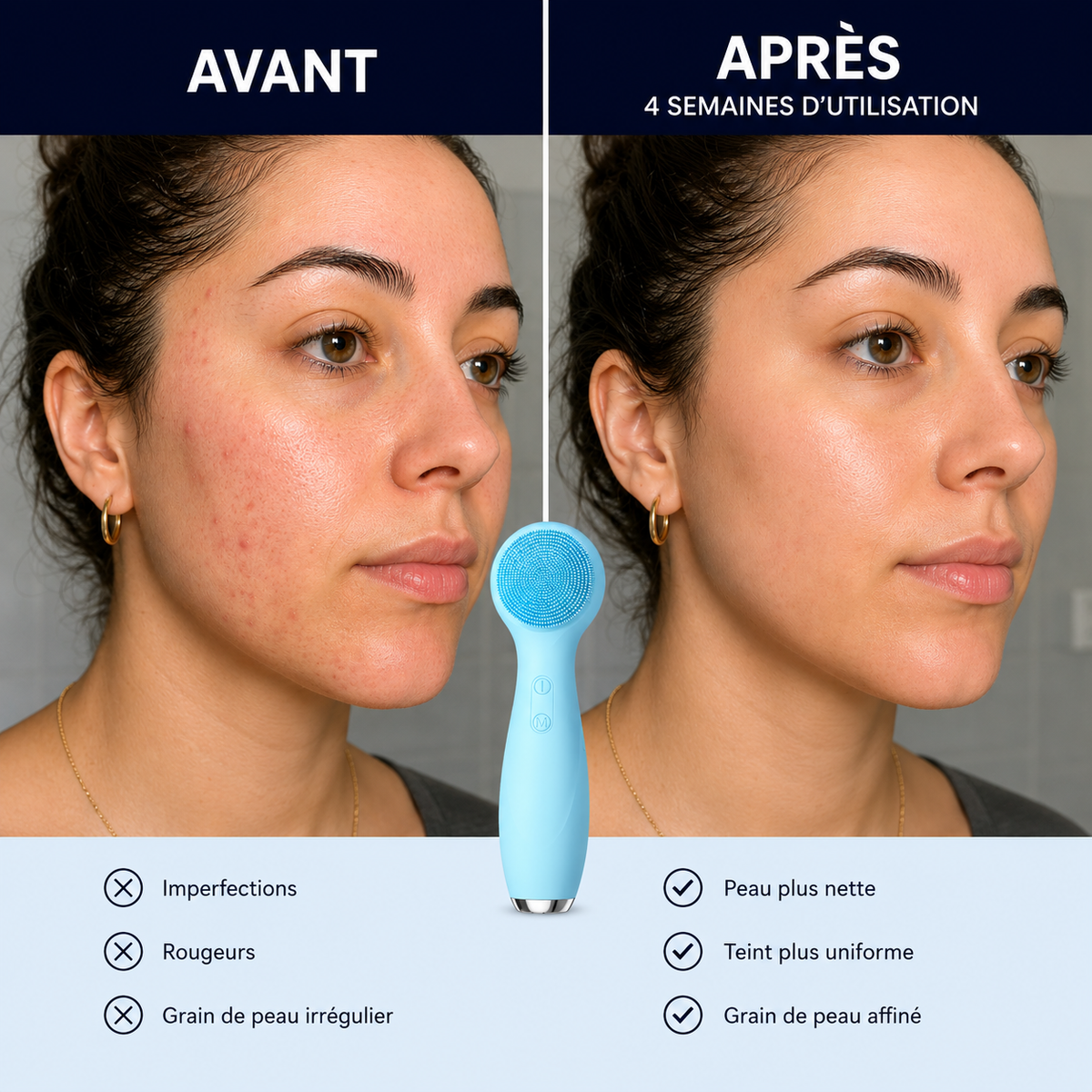 Brosse de Nettoyage du Visage Électrique — Rotation Chaude & Froide